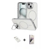 MARSİLYAN™- iPhone 14 Kılıf Çekirdek Klasik - Siyah Bilvis 3D Mat Cam Ekran Koruyucu + Diamond Kamera Lens - PE
