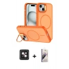MARSİLYAN™- iPhone 14 Kılıf Çekirdek Klasik - Siyah Bilvis 3D Mat Cam Ekran Koruyucu + PVD Metal Kamera Lens - PE