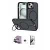 MARSİLYAN™- iPhone 14 Kılıf Çekirdek Klasik - Siyah Bilvis 3D Mat Cam Ekran Koruyucu + Raze Metal Kamera Lens - MR