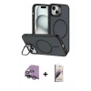 MARSİLYAN™- iPhone 14 Kılıf Çekirdek Klasik - Siyah Bilvis 3D Mat Cam Ekran Koruyucu + Raze Metal Kamera Lens - GS