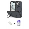 MARSİLYAN™- iPhone 14 Kılıf Çekirdek Klasik - Siyah Bilvis 5in1 3D Magic Cam Ekran Koruyucu + Diamond Kamera Lens - YL