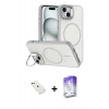 MARSİLYAN™- iPhone 14 Kılıf Çekirdek Klasik - Siyah Bilvis 5in1 3D Magic Cam Ekran Koruyucu + Diamond Kamera Lens - KI