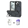 MARSİLYAN™- iPhone 14 Kılıf Çekirdek Klasik - Siyah Bilvis 5in1 3D Magic Cam Ekran Koruyucu + Shine Kamera Lens - GD