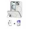 MARSİLYAN™- iPhone 14 Kılıf Çekirdek Klasik - Siyah Bilvis 5in1 3D Magic Cam Ekran Koruyucu + Shine Kamera Lens - KI