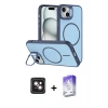 MARSİLYAN™- iPhone 14 Kılıf Çekirdek Klasik - Siyah Bilvis 5in1 3D Magic Cam Ekran Koruyucu + Pembe PVD Metal Kamera Lens