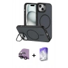 MARSİLYAN™- iPhone 14 Kılıf Çekirdek Klasik - Siyah Bilvis 5in1 3D Magic Cam Ekran Koruyucu + Raze Metal Kamera Lens - SH