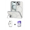 MARSİLYAN™- iPhone 14 Kılıf Çekirdek Klasik - Siyah Bilvis 5in1 3D Magic Cam Ekran Koruyucu + Shine Kamera Lens - GI