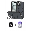 MARSİLYAN™- iPhone 14 Kılıf Çekirdek Klasik - Siyah Bilvis 5in1 3D Magic Cam Ekran Koruyucu + PVD Metal Kamera Lens - TU