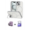 MARSİLYAN™- iPhone 14 Kılıf Çekirdek Klasik - Siyah Bilvis 5in1 5D Magic Hayalet Cam Ekran Koruyucu + Raze Metal Kamera Lens - GS