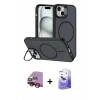MARSİLYAN™- iPhone 14 Kılıf Çekirdek Klasik - Siyah Bilvis 5in1 5D Magic Hayalet Cam Ekran Koruyucu + Raze Metal Kamera Lens - KI