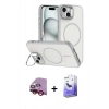 MARSİLYAN™- iPhone 14 Kılıf Çekirdek Klasik - Siyah Bilvis 5in1 5D Magic Hayalet Cam Ekran Koruyucu + Raze Metal Kamera Lens - KI