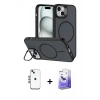 MARSİLYAN™- iPhone 14 Kılıf Çekirdek Klasik - Siyah Bilvis 5in1 5D Magic Hayalet Cam Ekran Koruyucu + Shine Kamera Lens - MI