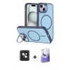 MARSİLYAN™- iPhone 14 Kılıf Çekirdek Klasik - Siyah Bilvis 5in1 5D Magic Hayalet Cam Ekran Koruyucu + Pembe PVD Metal Kamera Lens