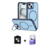MARSİLYAN™- iPhone 14 Kılıf Çekirdek Klasik - Siyah Bilvis 5in1 5D Magic Hayalet Cam Ekran Koruyucu + PVD Metal Kamera Lens - TU