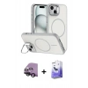 MARSİLYAN™- iPhone 14 Kılıf Çekirdek Klasik - Siyah Bilvis 5in1 5D Magic Hayalet Cam Ekran Koruyucu + Raze Metal Kamera Lens - SH
