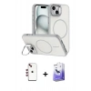 MARSİLYAN™- iPhone 14 Kılıf Çekirdek Klasik - Siyah Bilvis 5in1 5D Magic Hayalet Cam Ekran Koruyucu + Shine Kamera Lens - KI