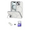 MARSİLYAN™- iPhone 14 Kılıf Çekirdek Klasik - Siyah Bilvis 5in1 5D Magic Hayalet Cam Ekran Koruyucu + Diamond Kamera Lens - YL