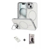 MARSİLYAN™- iPhone 14 Kılıf Çekirdek Klasik - Siyah Bilvis Hayalet Cam Ekran Koruyucu + Diamond Kamera Lens - PE