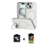MARSİLYAN™- iPhone 14 Kılıf Çekirdek Klasik - Siyah Buffer Cam Ekran Koruyucu + PVD Metal Kamera Lens - MI