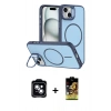 MARSİLYAN™- iPhone 14 Kılıf Çekirdek Klasik - Siyah Buffer Cam Ekran Koruyucu + PVD Metal Kamera Lens - MI