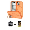 MARSİLYAN™- iPhone 14 Kılıf Çekirdek Klasik - Siyah Buffer Cam Ekran Koruyucu + PVD Metal Kamera Lens - MI