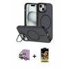 MARSİLYAN™- iPhone 14 Kılıf Çekirdek Klasik - Siyah Buffer Cam Ekran Koruyucu + Raze Metal Kamera Lens - MR