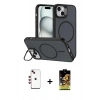 MARSİLYAN™- iPhone 14 Kılıf Çekirdek Klasik - Siyah Buffer Cam Ekran Koruyucu + Shine Kamera Lens - KI