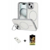 MARSİLYAN™- iPhone 14 Kılıf Çekirdek Klasik - Siyah Buffer Cam Ekran Koruyucu + Diamond Kamera Lens - YL