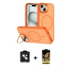 MARSİLYAN™- iPhone 14 Kılıf Çekirdek Klasik - Siyah Buffer Cam Ekran Koruyucu + PVD Metal Kamera Lens - YL