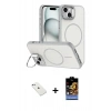 MARSİLYAN™- iPhone 14 Kılıf Çekirdek Klasik - Siyah Buffer Hayalet Cam Ekran Koruyucu + Diamond Kamera Lens - SABE