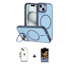 MARSİLYAN™- iPhone 14 Kılıf Çekirdek Klasik - Siyah Buffer Hayalet Cam Ekran Koruyucu + Shine Kamera Lens - GD