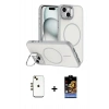 MARSİLYAN™- iPhone 14 Kılıf Çekirdek Klasik - Siyah Buffer Hayalet Cam Ekran Koruyucu + Shine Kamera Lens - GD