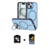 MARSİLYAN™- iPhone 14 Kılıf Çekirdek Klasik - Siyah Buffer Hayalet Cam Ekran Koruyucu + PVD Metal Kamera Lens - GS