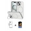 MARSİLYAN™- iPhone 14 Kılıf Çekirdek Klasik - Siyah Buffer Hayalet Cam Ekran Koruyucu + Shine Kamera Lens - GS