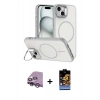MARSİLYAN™- iPhone 14 Kılıf Çekirdek Klasik - Siyah Buffer Hayalet Cam Ekran Koruyucu + Raze Metal Kamera Lens - MR
