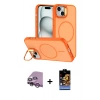 MARSİLYAN™- iPhone 14 Kılıf Çekirdek Klasik - Siyah Buffer Hayalet Cam Ekran Koruyucu + Raze Metal Kamera Lens - MR