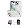 MARSİLYAN™- iPhone 14 Kılıf Çekirdek Klasik - Siyah Buffer Hayalet Cam Ekran Koruyucu + Raze Metal Kamera Lens - SH