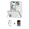 MARSİLYAN™- iPhone 14 Kılıf Çekirdek Klasik - Siyah Buffer Hayalet Cam Ekran Koruyucu + Shine Kamera Lens - GI