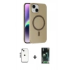 MARSİLYAN™- iPhone 14 Kılıf Çekirdek Modern Prime - Şeffaf 360 Full Body Arka Koruyucu + Shine Kamera Lens - GS