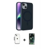 MARSİLYAN™- iPhone 14 Kılıf Çekirdek Modern Prime - Şeffaf 360 Full Body Arka Koruyucu + Shine Kamera Lens - GS