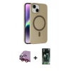 MARSİLYAN™- iPhone 14 Kılıf Çekirdek Modern Prime - Şeffaf 360 Full Body Arka Koruyucu + Kırmızı Raze Metal Kamera Lens