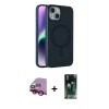 MARSİLYAN™- iPhone 14 Kılıf Çekirdek Modern Prime - Şeffaf 360 Full Body Arka Koruyucu + Kırmızı Raze Metal Kamera Lens