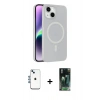 MARSİLYAN™- iPhone 14 Kılıf Çekirdek Modern Prime - Şeffaf 360 Full Body Arka Koruyucu + Shine Kamera Lens - MI