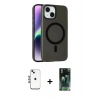 MARSİLYAN™- iPhone 14 Kılıf Çekirdek Modern Prime - Şeffaf 360 Full Body Arka Koruyucu + Shine Kamera Lens - MI