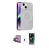 MARSİLYAN™- iPhone 14 Kılıf Çekirdek Modern Prime - Şeffaf 360 Full Body Arka Koruyucu + Raze Metal Kamera Lens - MR
