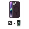 MARSİLYAN™- iPhone 14 Kılıf Çekirdek Modern Prime - Şeffaf 360 Full Body Arka Koruyucu + PVD Metal Kamera Lens - PE