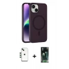 MARSİLYAN™- iPhone 14 Kılıf Çekirdek Modern Prime - Şeffaf 360 Full Body Arka Koruyucu + Shine Kamera Lens - YL