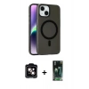 MARSİLYAN™- iPhone 14 Kılıf Çekirdek Modern Prime - Şeffaf 360 Full Body Arka Koruyucu + PVD Metal Kamera Lens - TU