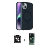MARSİLYAN™- iPhone 14 Kılıf Çekirdek Modern Prime - Şeffaf 360 Full Body Arka Koruyucu + PVD Metal Kamera Lens - TU