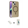 MARSİLYAN™- iPhone 14 Kılıf Çekirdek Modern Prime - Şeffaf Pasifik Cam Ekran Koruyucu + Diamond Kamera Lens - SABE